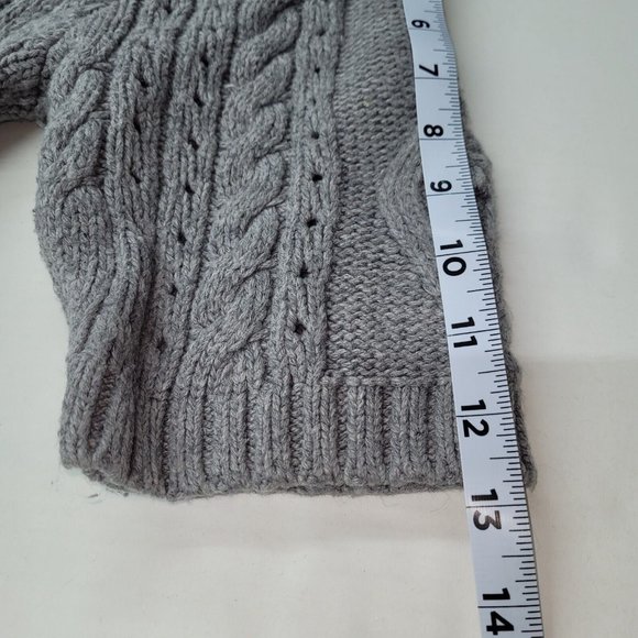 Heather B Sweater Women S Short Sleeve Chunky Cable Belted Turtleneck Tunic Grey - Picture 10 of 11